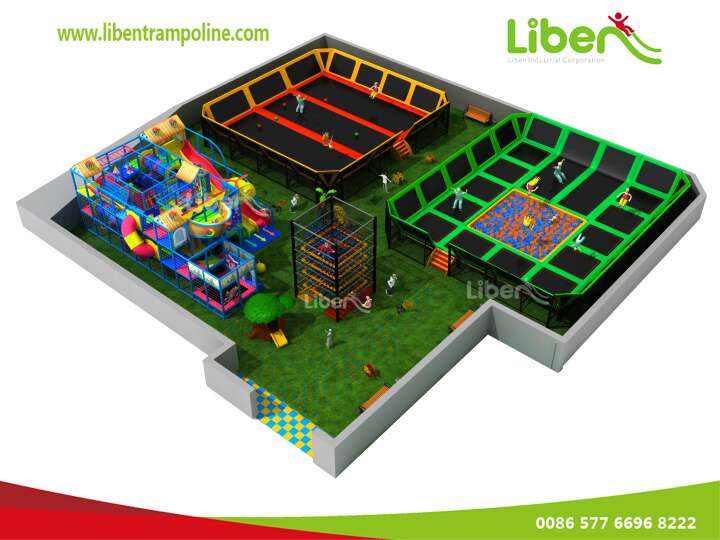 Professional Gymnastic Olymppic Trampoline Park With Ball Hoops