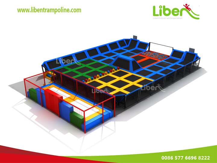 Gymnastic Commercial Customized Indoor Trampoline Area With Basketball Hoops