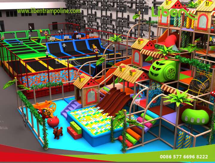 Professional Manufacturer Customized Large Indoor Playground With Trampoline Parts