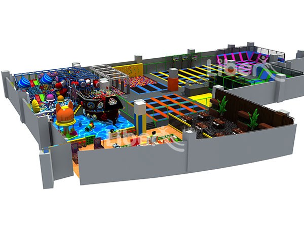 Commercial Indoor Trampoline Playground  With Soft Play 