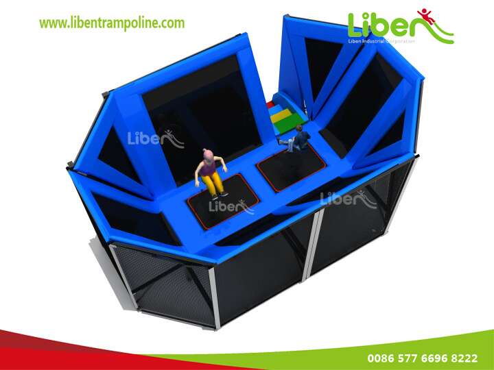 Blue and Black Indoor Trampoline For  Sale