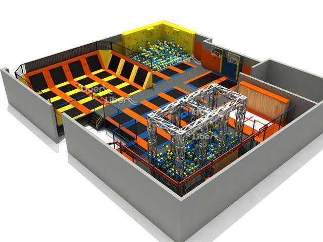 Customized Indoor Trampoline Park Builder 3D Design