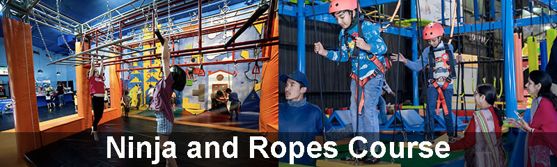 Kids Amusement trampoline Park ninja and ropes course