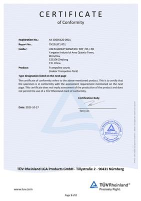 COC trampoline courts EN ISO 23659:2022