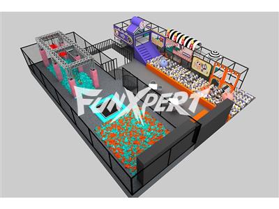 Indoor funplay playground with foam pit and climbing wall