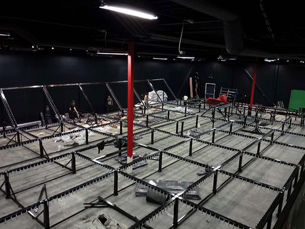 Indoor trampoline park installation